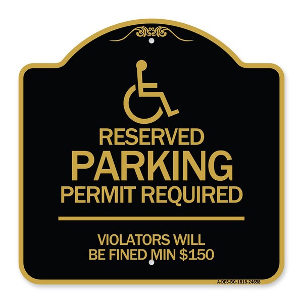 Signmission Connecticut Reserved Parking Permit Required Violators Fined Min $150 Alum, 18" x 18", BG-1818-24658 A-DES-BG-1818-24658 - main